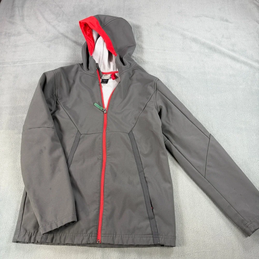 Champion C9 Boys Gray Red Softshell Full Zip Hooded‎ Jacket Size XL 16-18